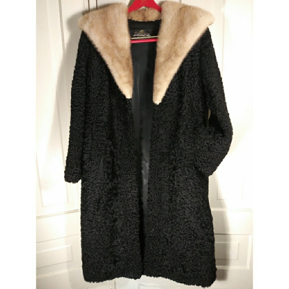 Vintage Hudson's real mink fur lambswool coat long